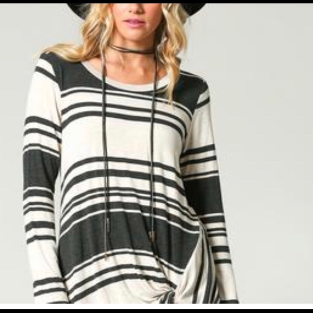 Gray and oatmeal twist front shirt